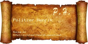 Politzer Henrik névjegykártya